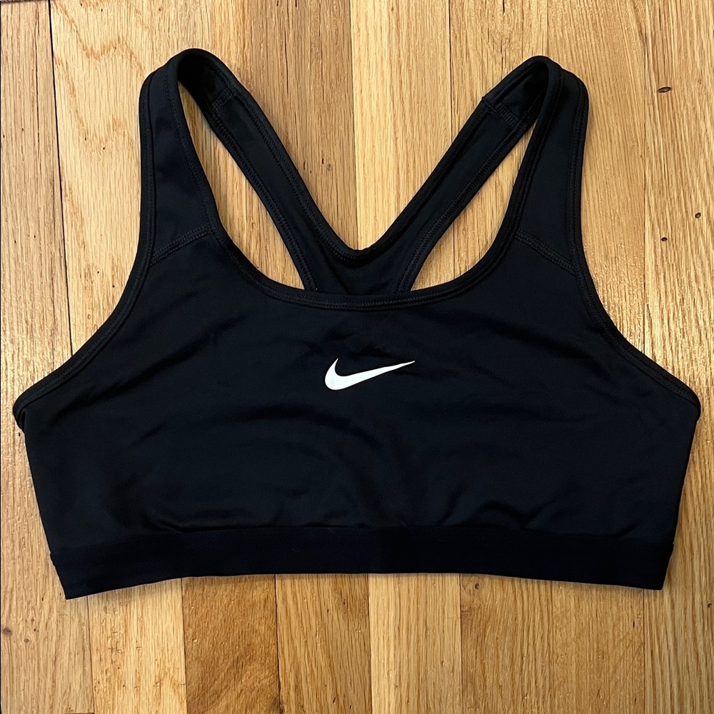 Nike Women's Black Sports Bra with White Logo